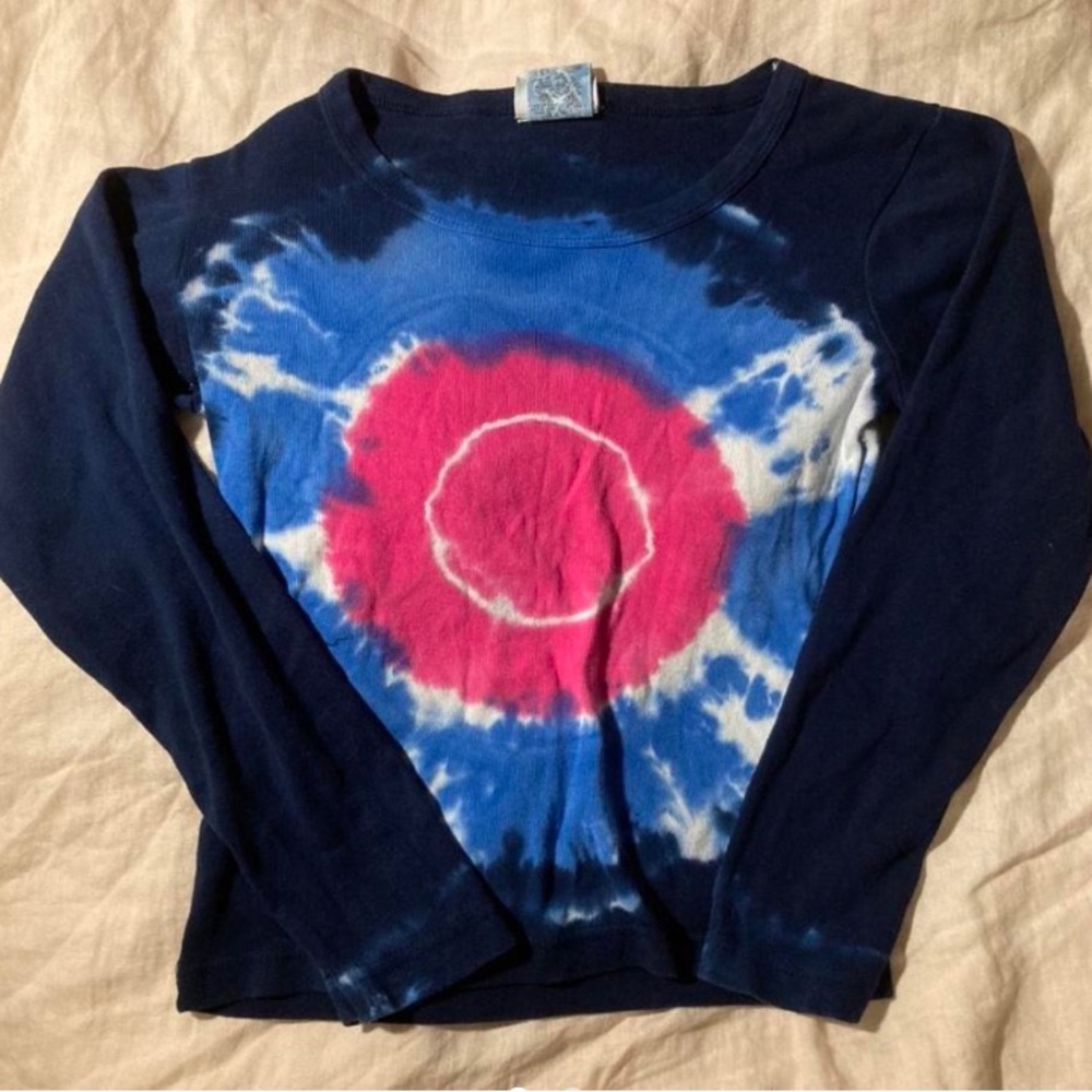 Vintage pin point tie dye 3/4 sleeve top